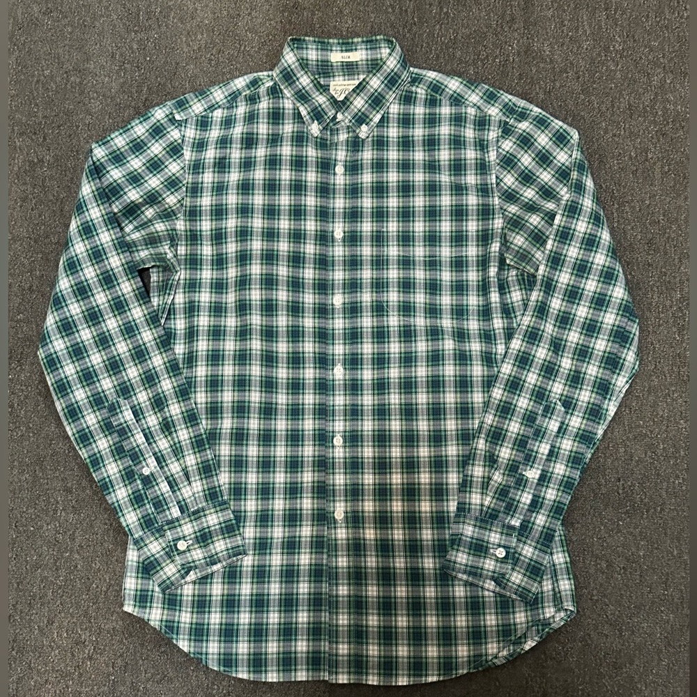 J. Crew Men’s Slim Fit Oxford Plaid Button Down Shirt Size Small